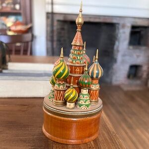 Vintage Russian Hand Painted 6" Wooden St Basil's Cathedral Church Russia 1970's